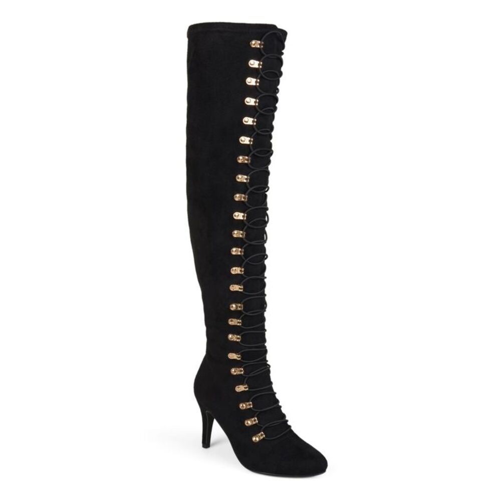 JOURNEE COLLECTION Womens Black Partial Zipper Trill Stiletto Heeled Boots 6.5